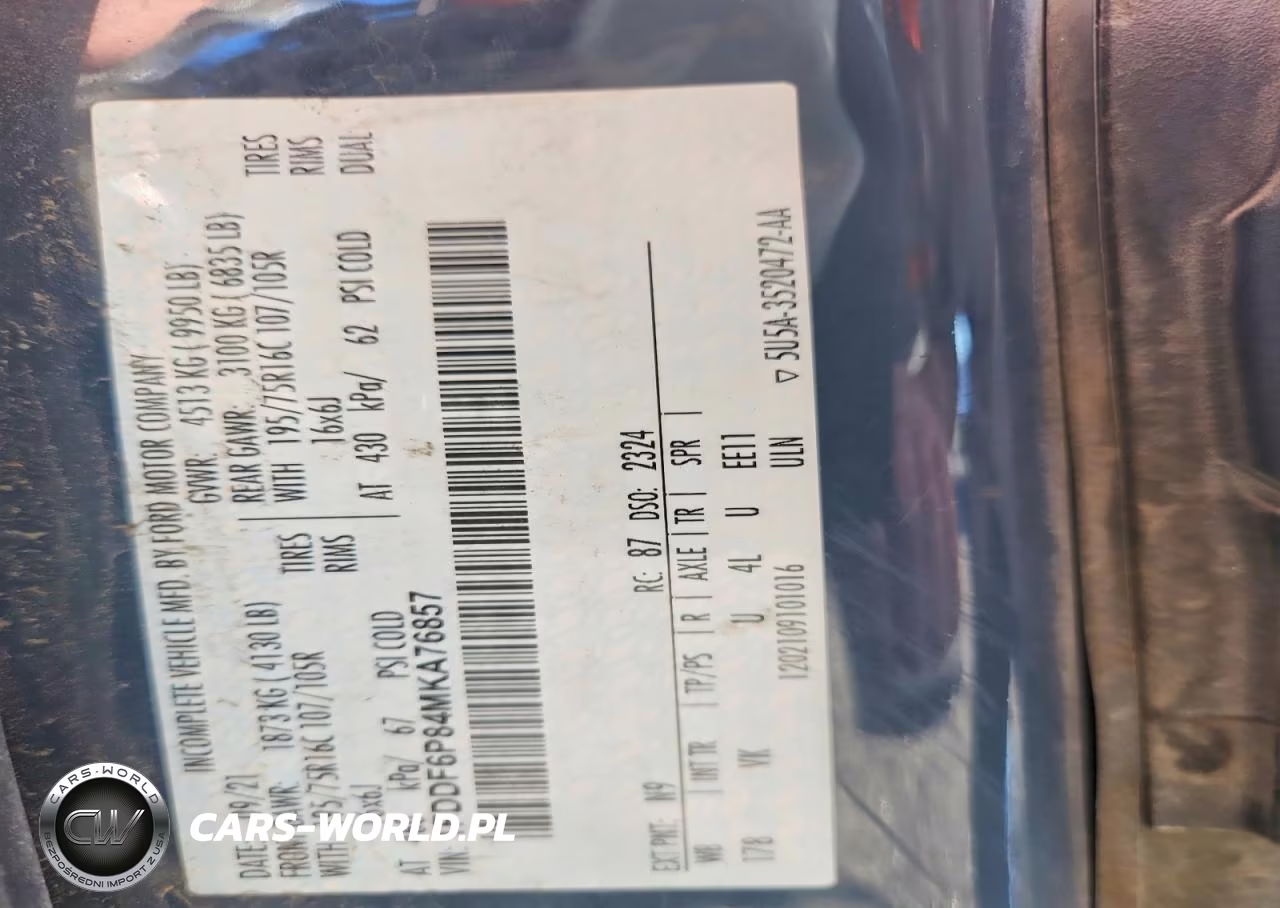 2021 Ford Transit Delivery Truck VIN:1FDDF6P84MKA76857 - 12