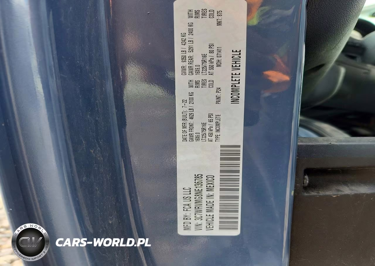 2022 Ram Promaster 3500 3500 Standard VIN:3C7WRVMG8NE136785 - 12