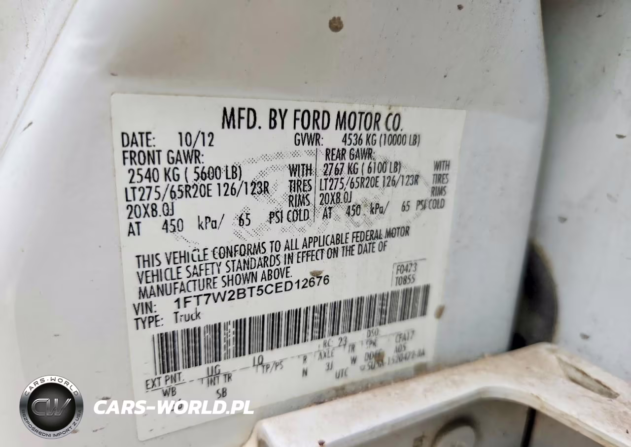 2012 Ford F250 Super Duty VIN:1FT7W2BT5CED12676 - 12
