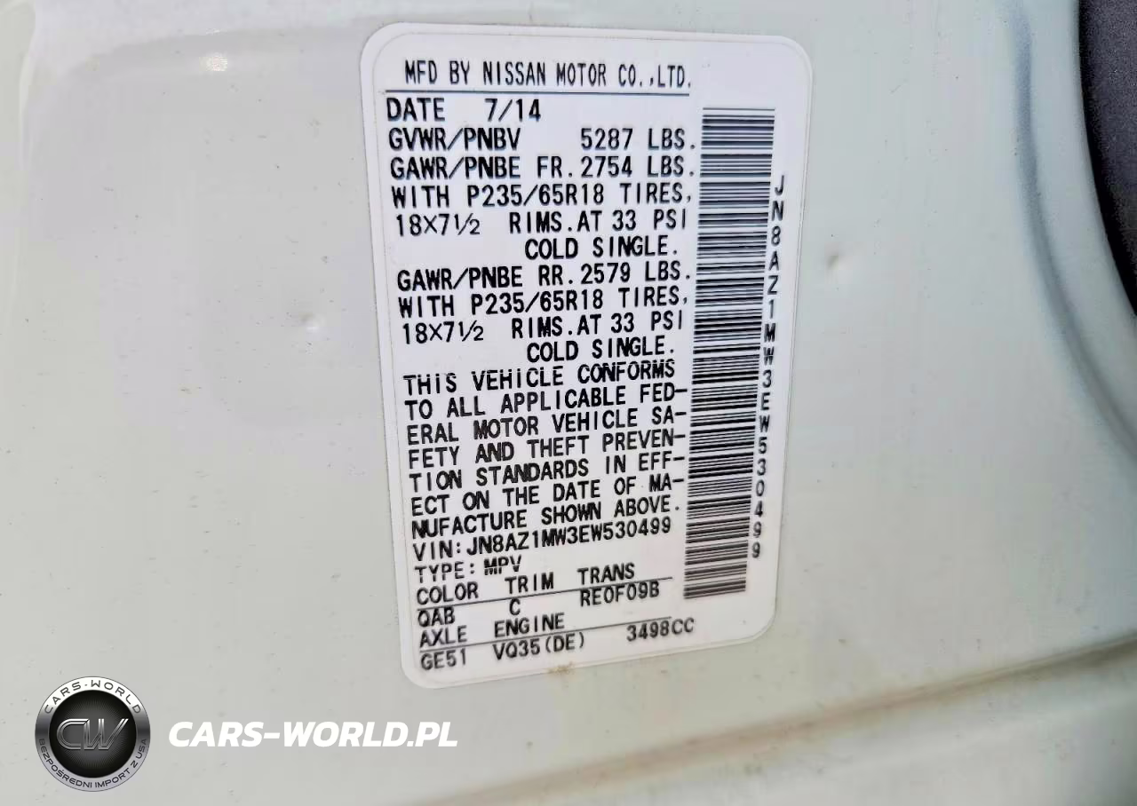 2014 Nissan Murano Sv VIN:JN8AZ1MW3EW530499 - 13