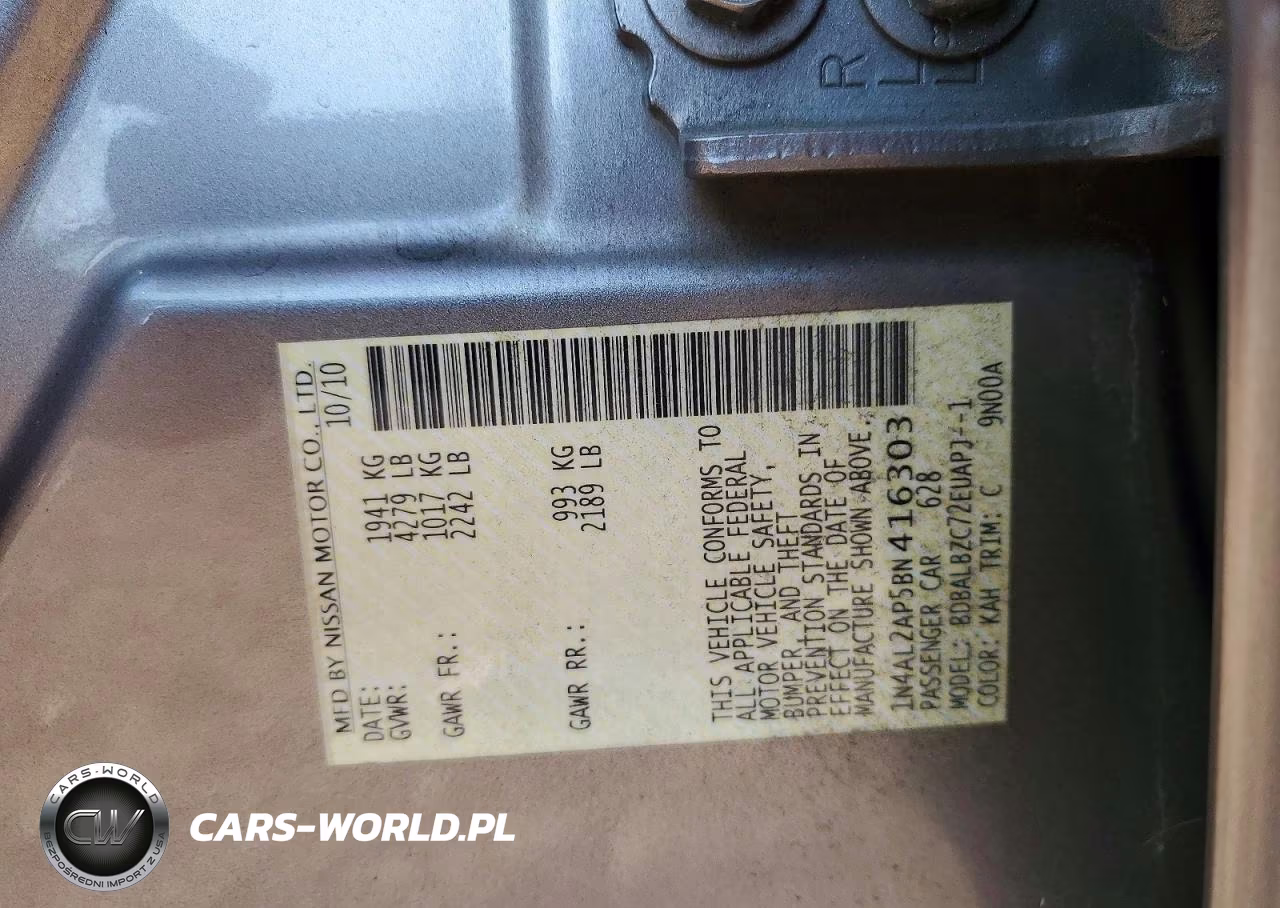 2011 Nissan Altima 2.5 VIN:1N4AL2AP5BN416303 - 12