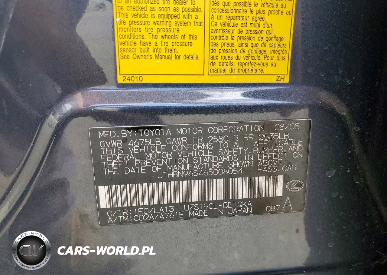 2006 Lexus Gs 430 VIN:JTHBN96S465008054 - 12