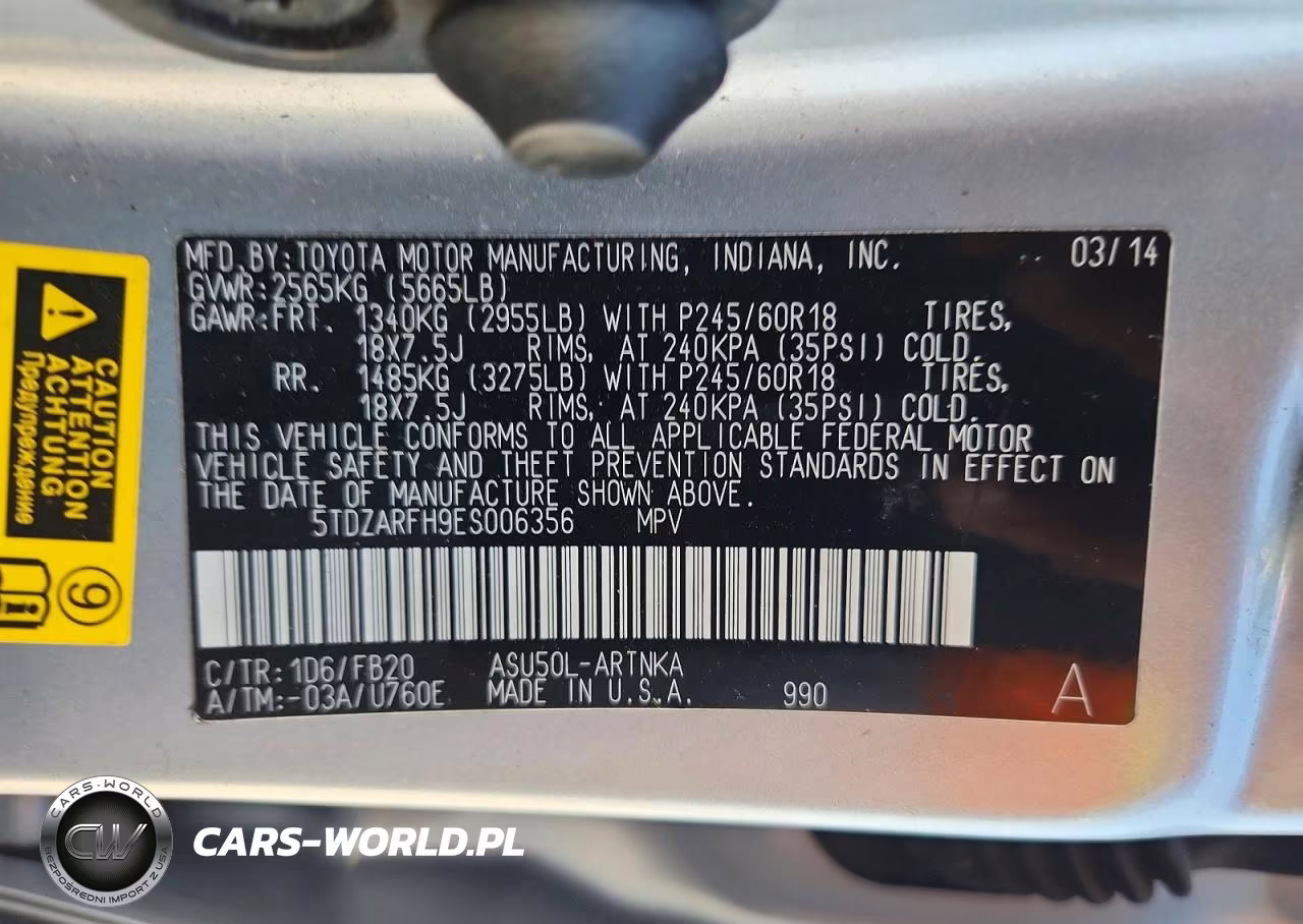 2014 Toyota Highlander Le VIN:5TDZARFH9ES006356 - 13