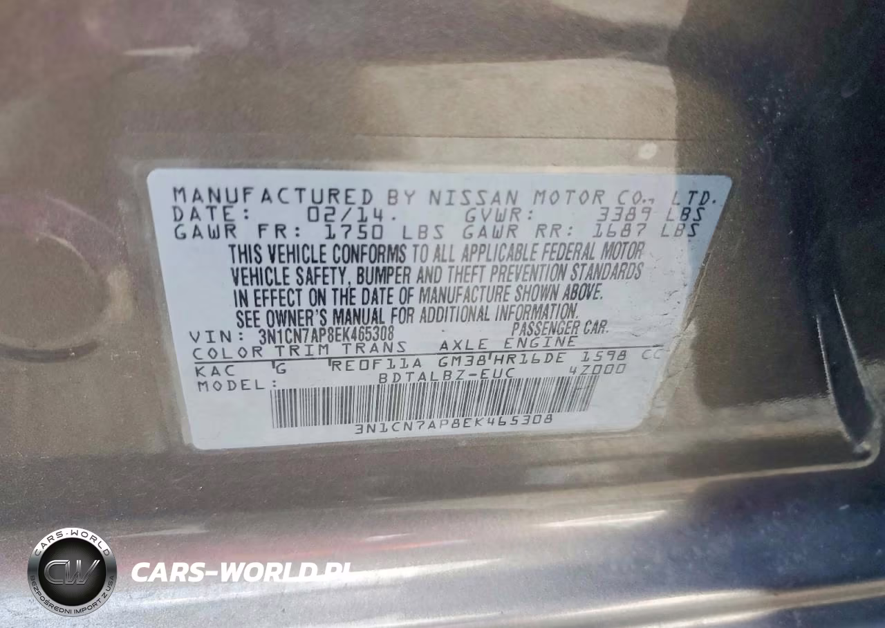2014 Nissan Versa 1.6 Sv VIN:3N1CN7AP8EK465308 - 13