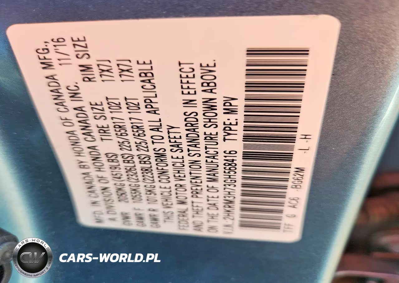 2016 Honda Cr-V Exl VIN:2HKRM3H73GH568416 - 13