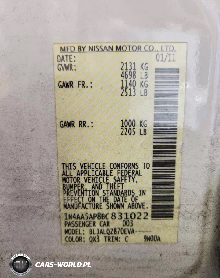 2011 Nissan Maxima 3.5 S VIN:1N4AA5AP8BC831022 - 12