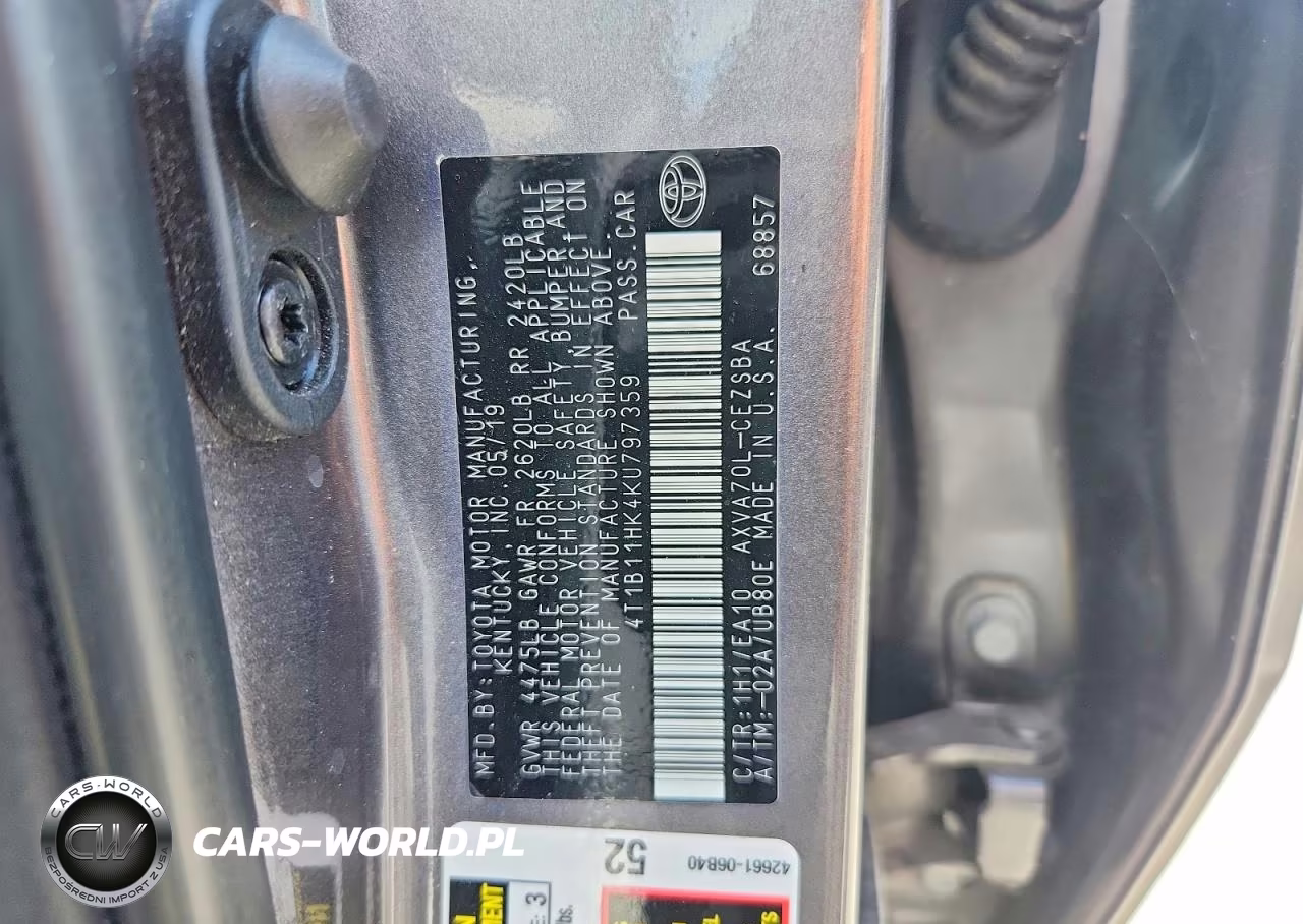2019 Toyota Camry Se VIN:4T1B11HK4KU797359 - 12