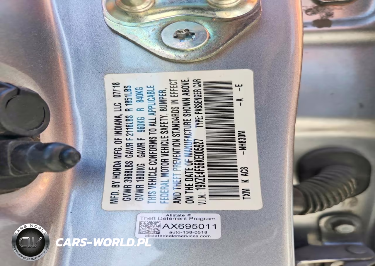 2019 Honda Insight Ex VIN:19XZE4F56KE005927 - 12