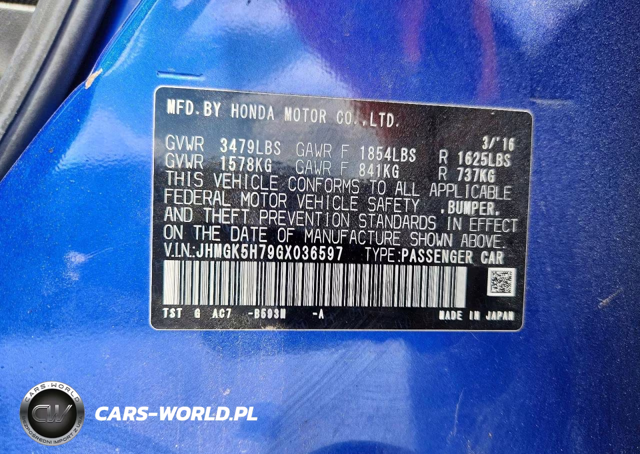 2016 Honda Fit Ex VIN:JHMGK5H79GX036597 - 13