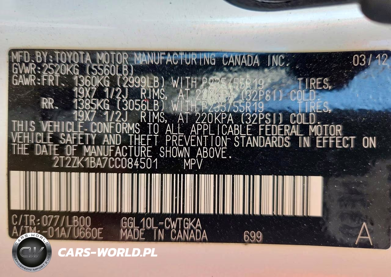 2012 Lexus Rx 350 VIN:2T2ZK1BA7CC084501 - 13