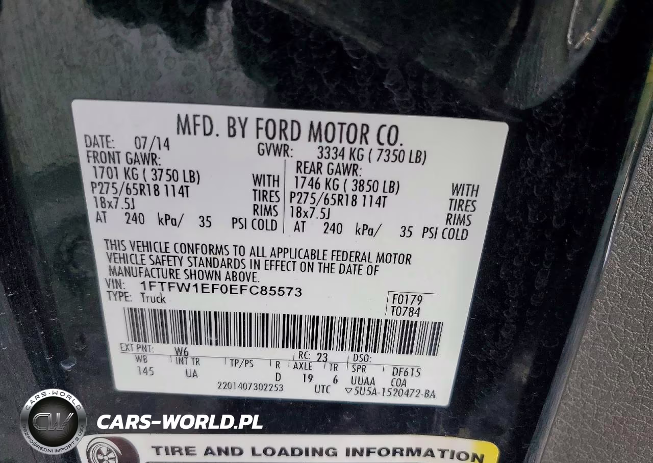 2014 Ford F150 Supercrew VIN:1FTFW1EF0EFC85573 - 12