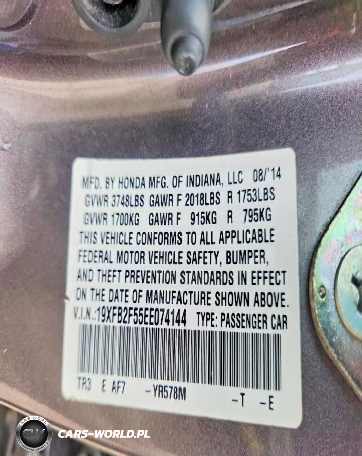HONDA CIVIC VIN:19XFB2F55EE074144 - 12