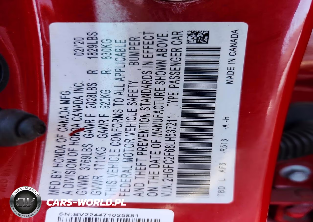 2020 Honda Civic Lx VIN:2HGFC2F68LH537211 - 12