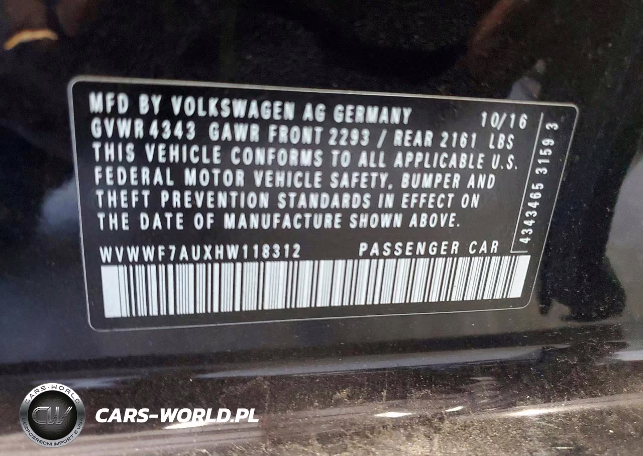 2017 Volkswagen Golf R VIN:WVWWF7AUXHW118312 - 12