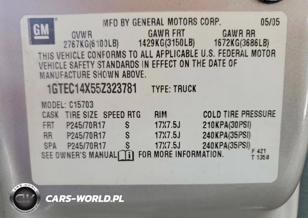 2005 GMC New Sierra C1500 VIN:1GTEC14X55Z323781 - 12