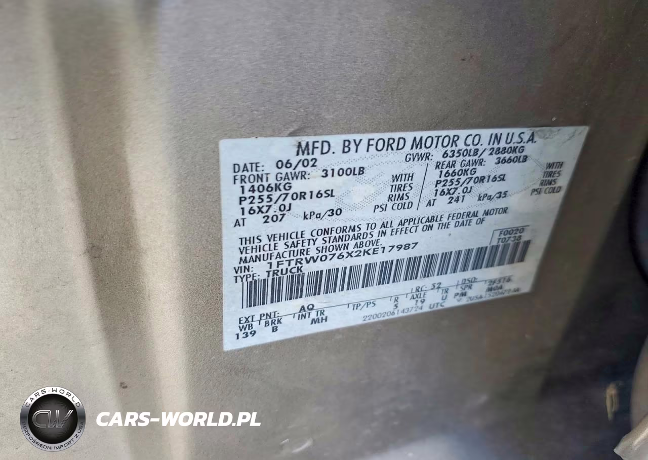 2002 Ford F150 Supercrew VIN:1FTRW076X2KE17987 - 12