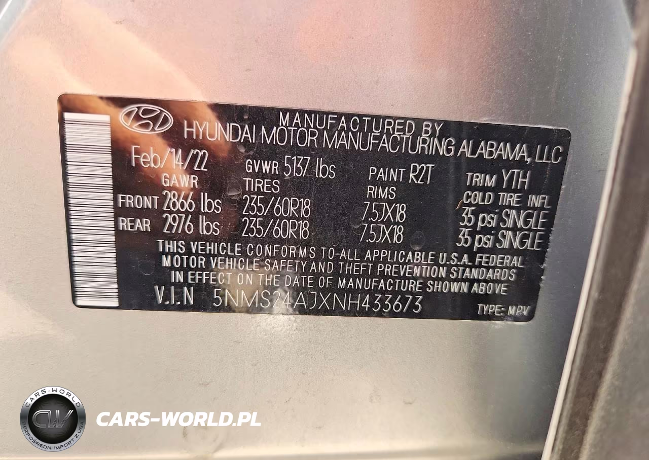 2022 Hyundai Santa Fe Sel VIN:5NMS24AJXNH433673 - 12