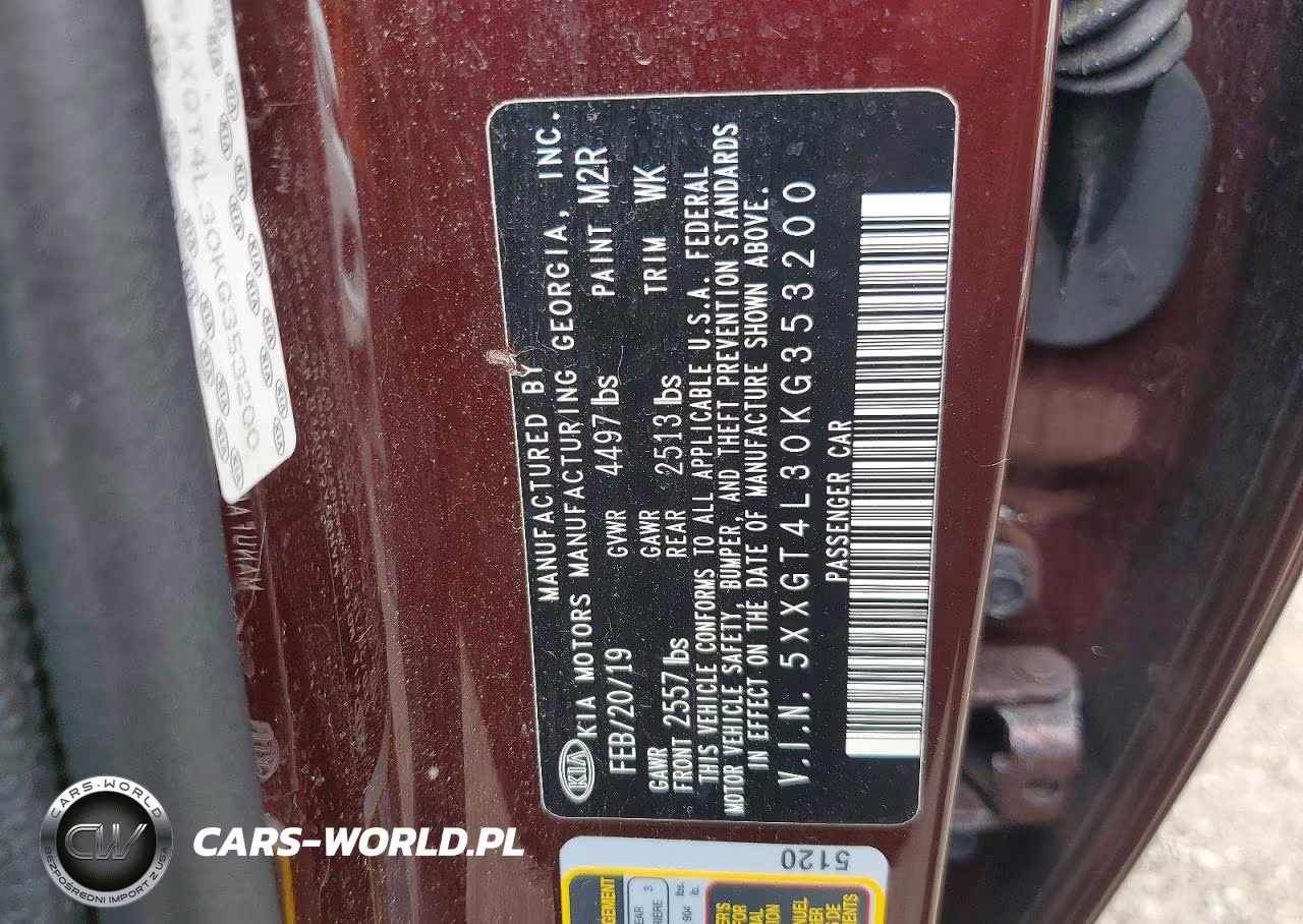 2019 Kia Optima Lx VIN:5XXGT4L30KG353200 - 12