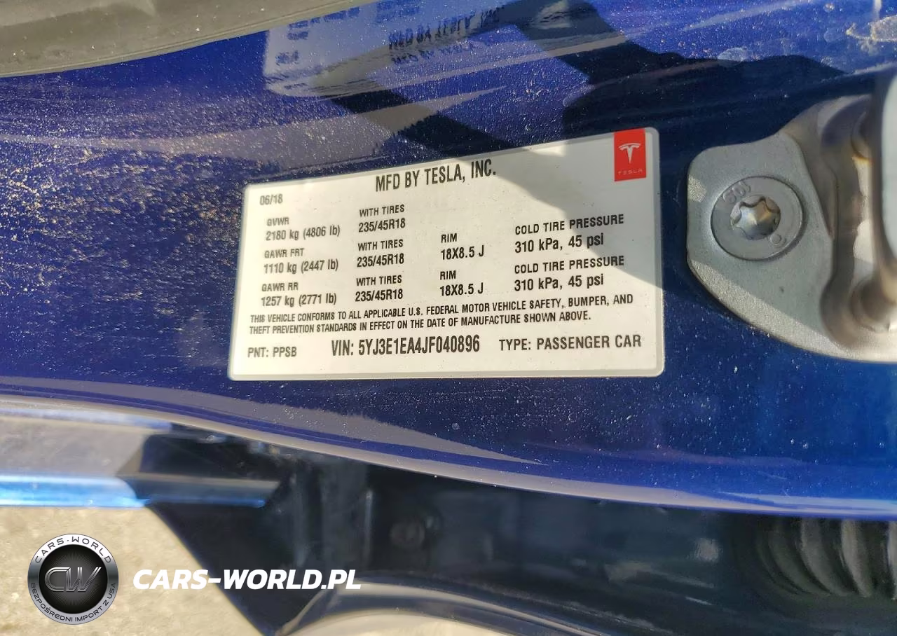 2018 Tesla Model 3 VIN:5YJ3E1EA4JF040896 - 12