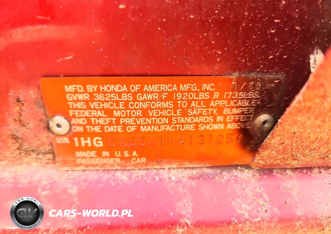 1989 Honda Accord Lxi VIN:1HGCA5541KA131259 - 12
