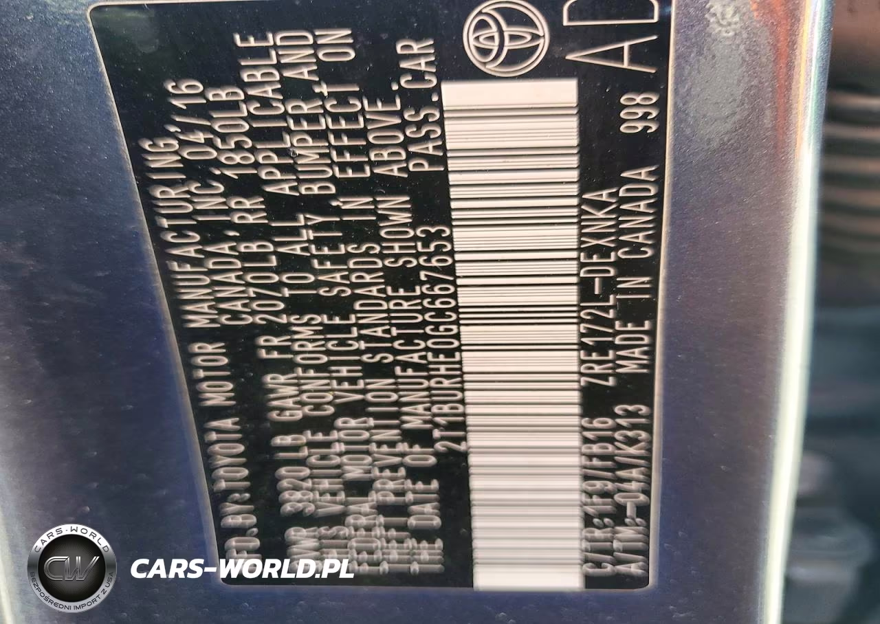 2016 Toyota Corolla Le VIN:2T1BURHE0GC667653 - 12