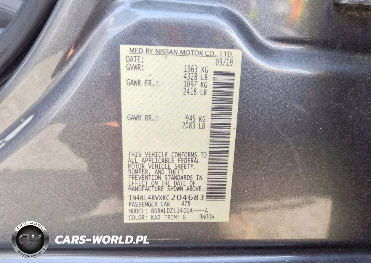 2019 Nissan Altima S VIN:1N4BL4BVXKC204683 - 12
