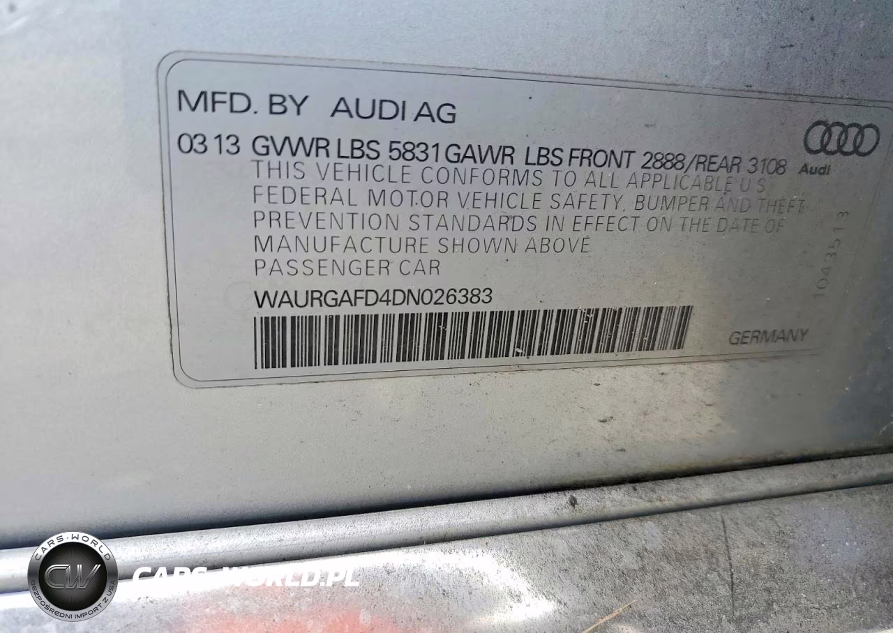 2013 Audi A8 L Quattro VIN:WAURGAFD4DN026383 - 12