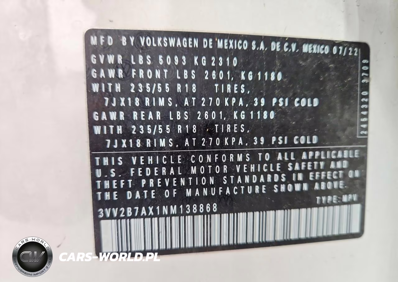 2022 Volkswagen Tiguan Se VIN:3VV2B7AX1NM138868 - 13