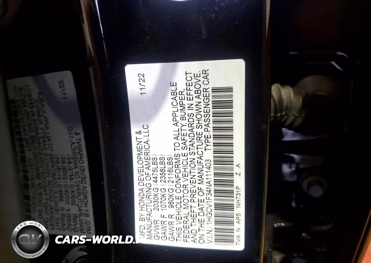 2022 Honda Accord Sport VIN:1HGCV1F34NA111403 - 13