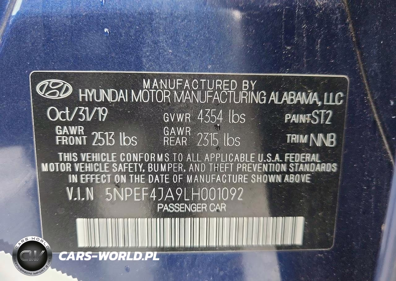 2020 Hyundai Sonata Sel VIN:5NPEF4JA9LH001092 - 13