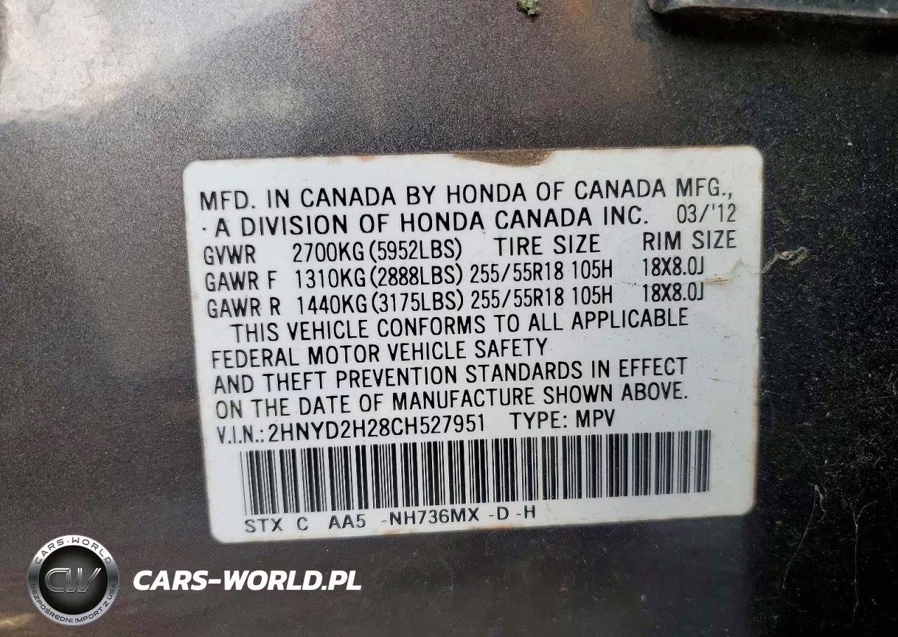 2012 Acura Mdx VIN:2HNYD2H28CH527951 - 13