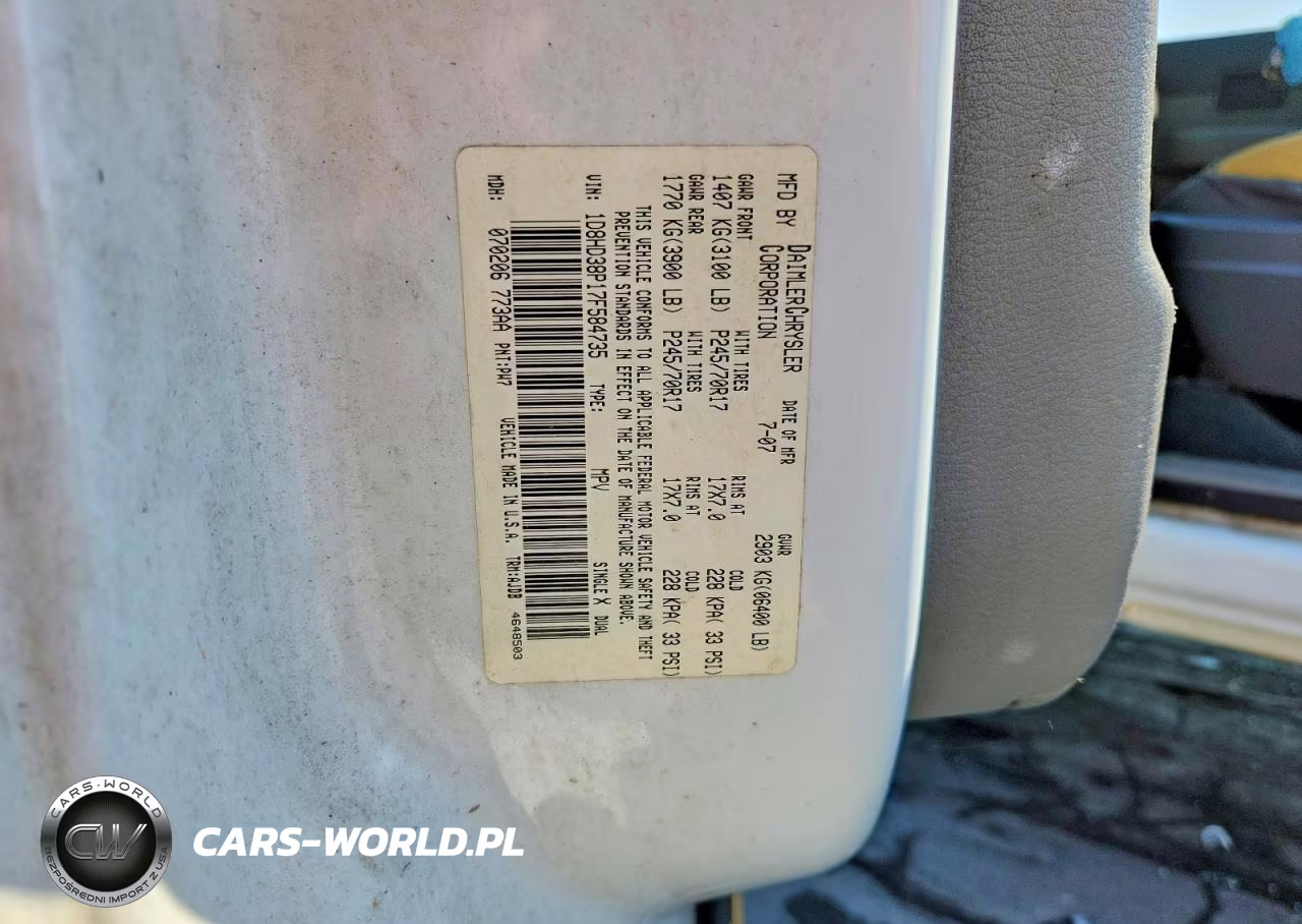 2007 Dodge Durango Sxt VIN:1D8HD38P17F584735 - 13