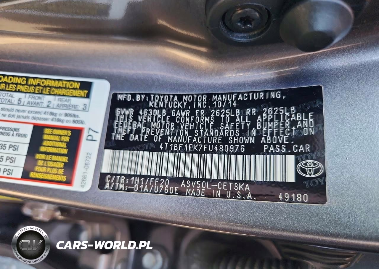 2015 Toyota Camry Se VIN:4T1BF1FK7FU480976 - 12