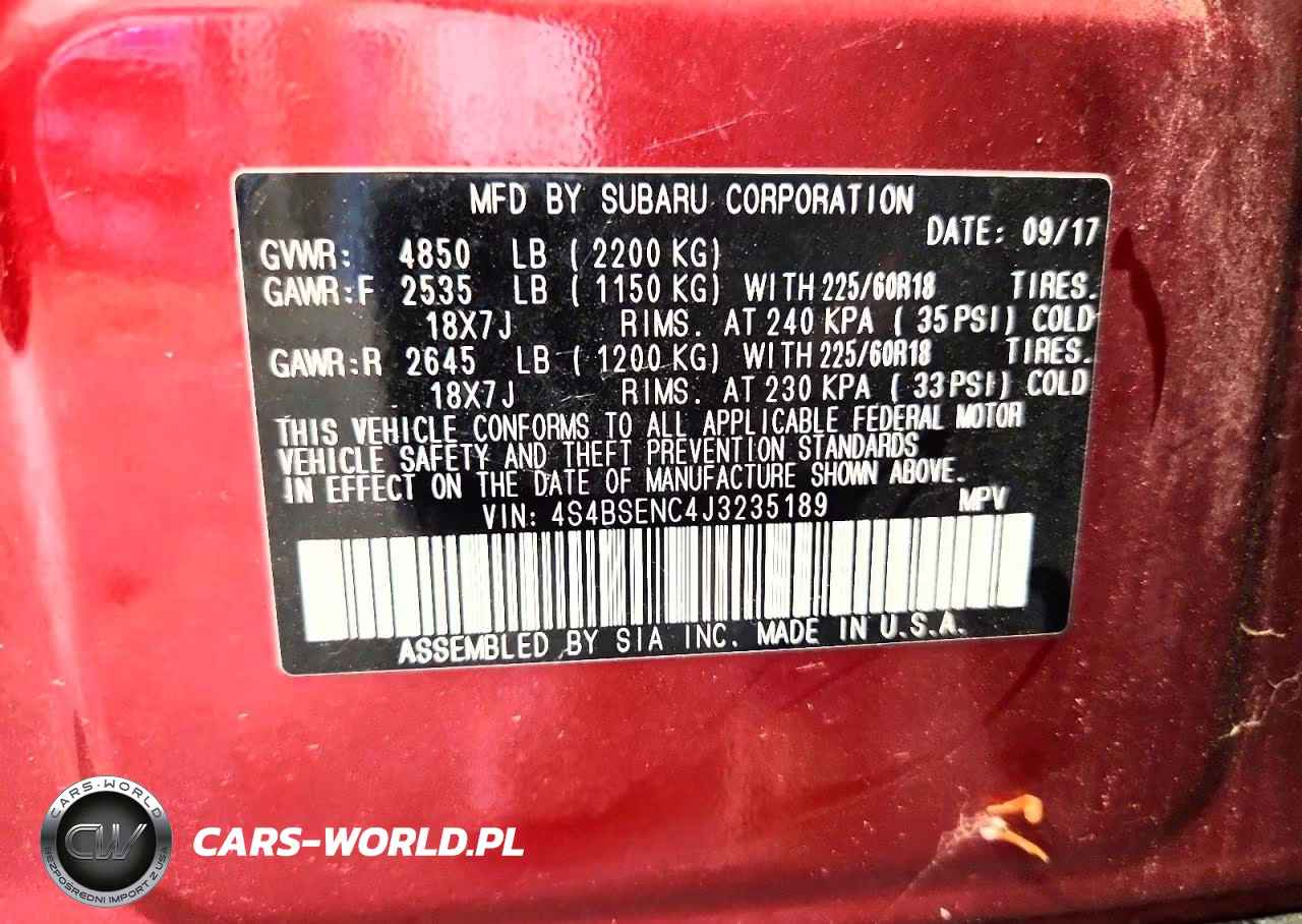 2018 Subaru Outback 3.6R Limited VIN:4S4BSENC4J3235189 - 13