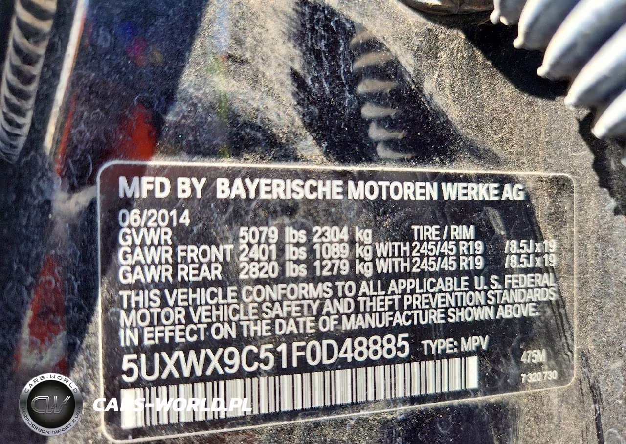 2015 BMW X3 xDrive28I VIN:5UXWX9C51F0D48885 - 13