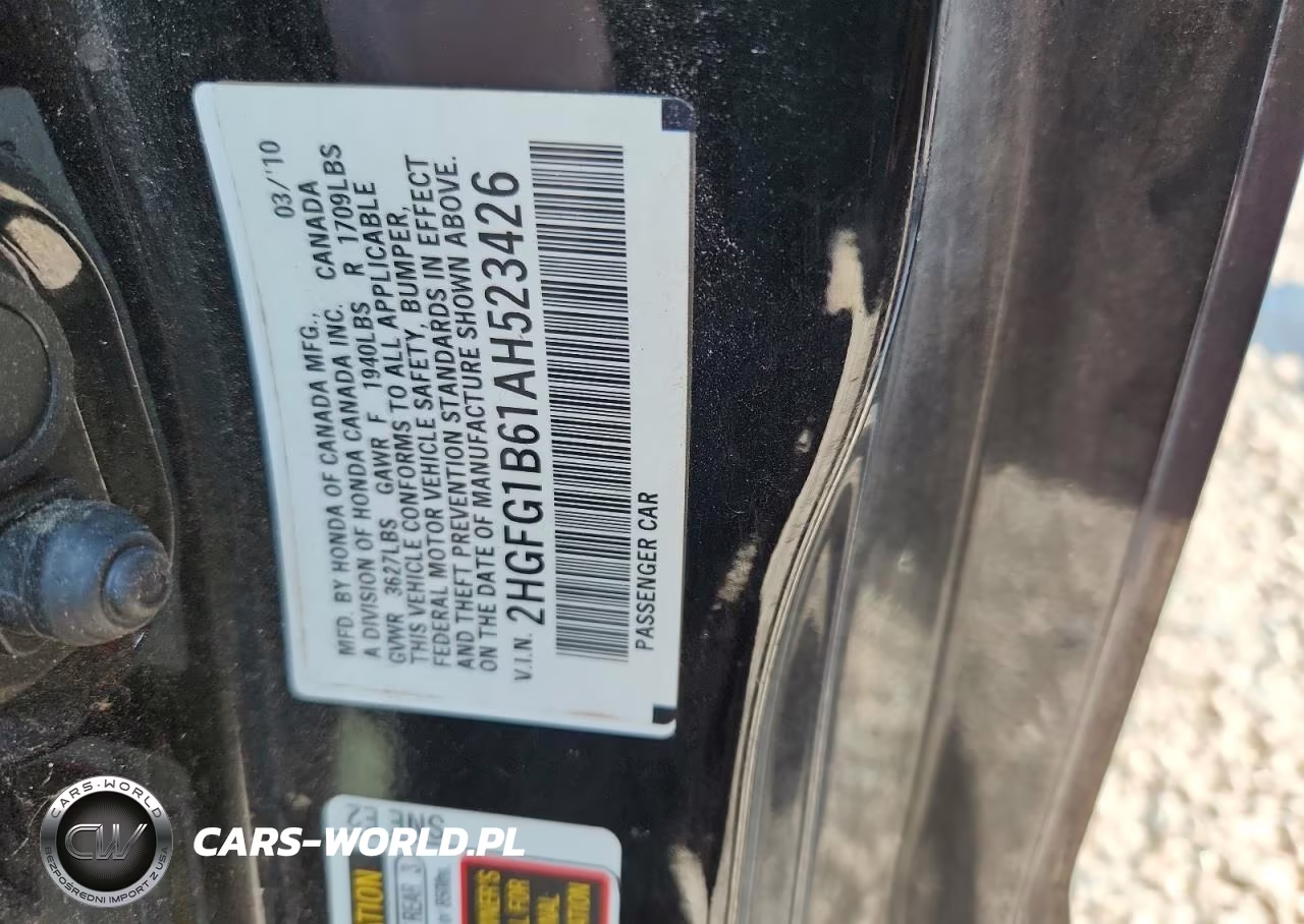 2010 Honda Civic Lx VIN:2HGFG1B61AH523426 - 13