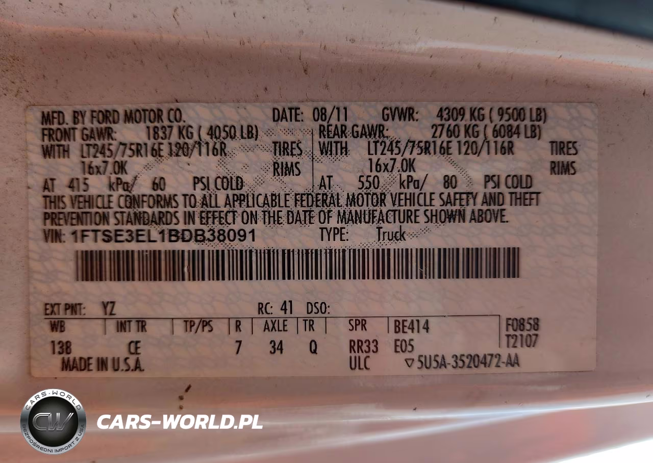 2011 Ford Econoline E350 Super Duty Van VIN:1FTSE3EL1BDB38091 - 13