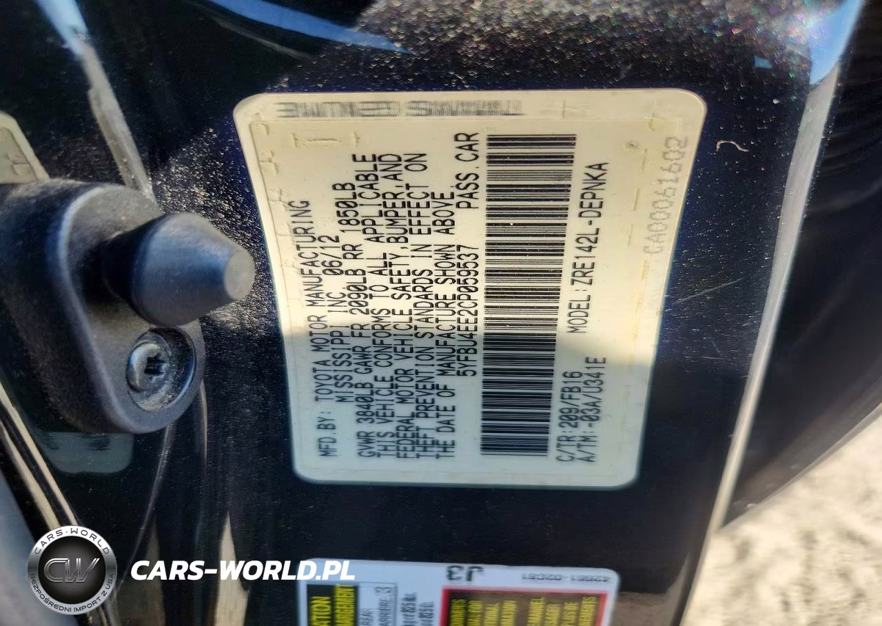 2012 Toyota Corolla Le VIN:5YFBU4EE2CP059537 - 12