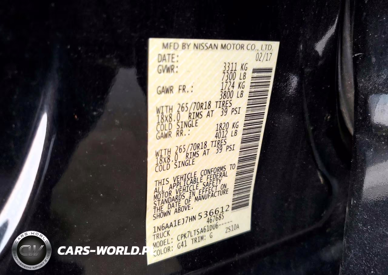 2017 Nissan Titan S VIN:1N6AA1EJ7HN536612 - 12