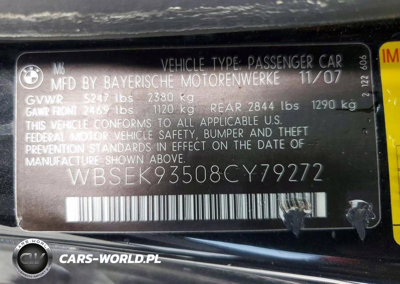 2008 BMW M6 VIN:WBSEK93508CY79272 - 12