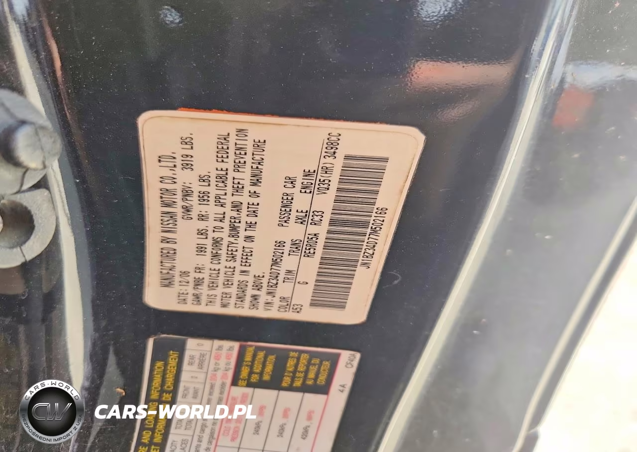 2007 Nissan 350Z Base VIN:JN1BZ34D77M502166 - 12