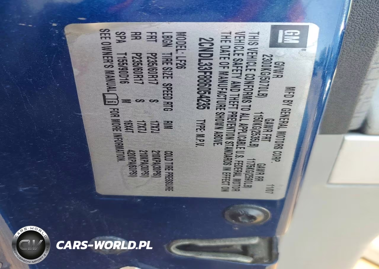 2008 Chevrolet Equinox Lt VIN:2CNDL33F886054235 - 13