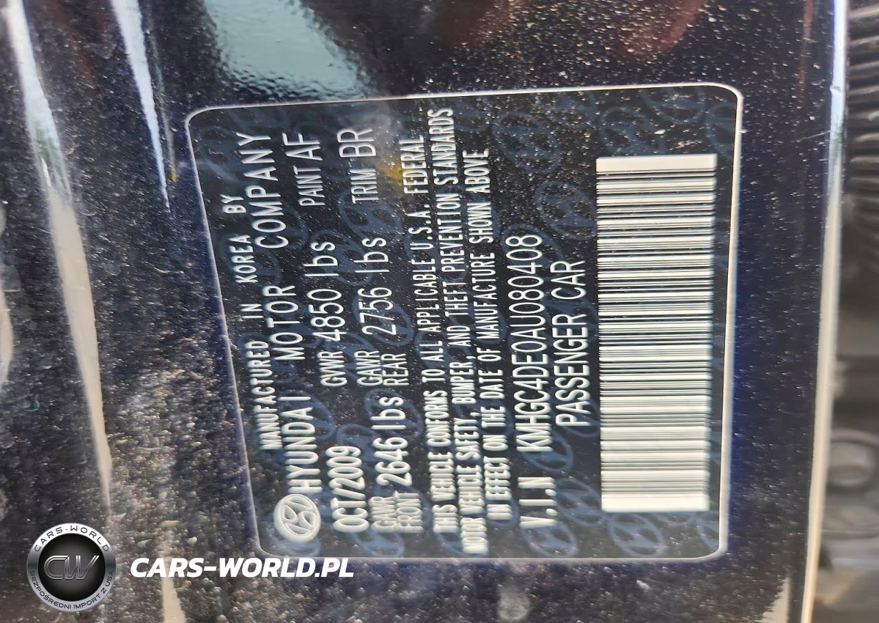 2010 Hyundai Genesis 3.8L VIN:KMHGC4DE0AU080408 - 12