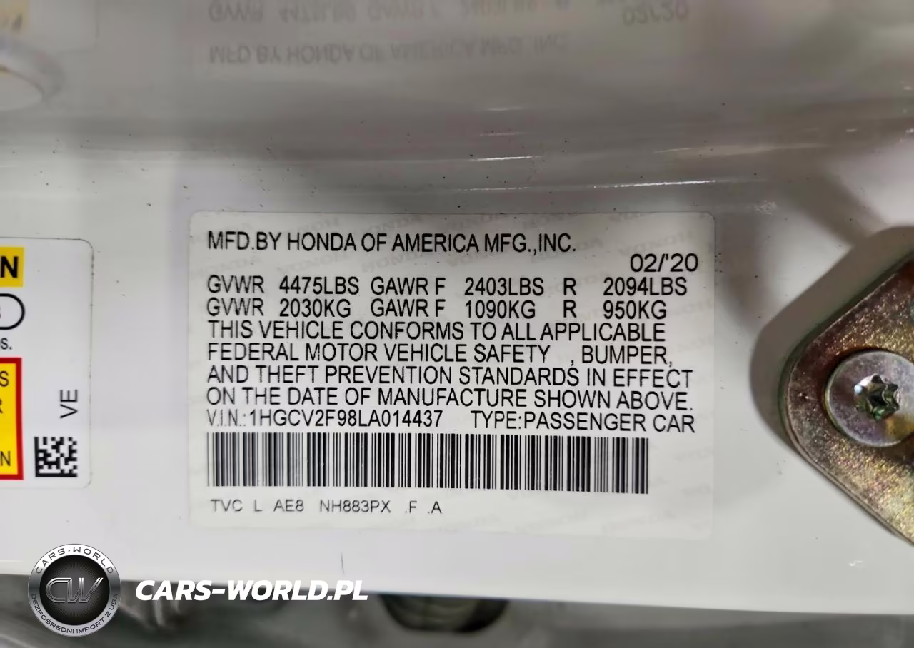 2020 Honda Accord Touring VIN:1HGCV2F98LA014437 - 12