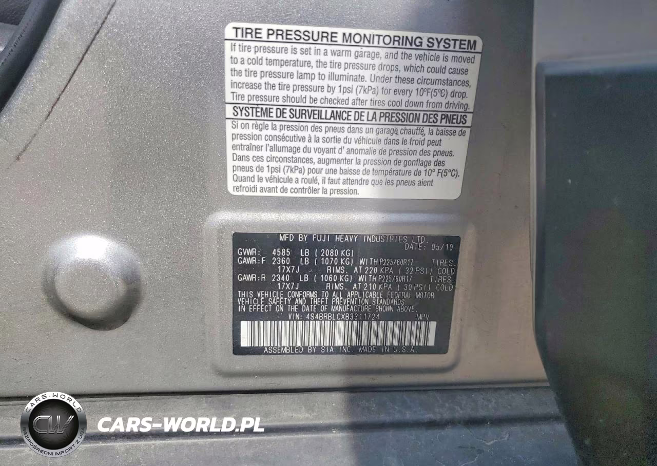 2011 Subaru Outback 2.5I Limited VIN:4S4BRBLCXB3311724 - 12