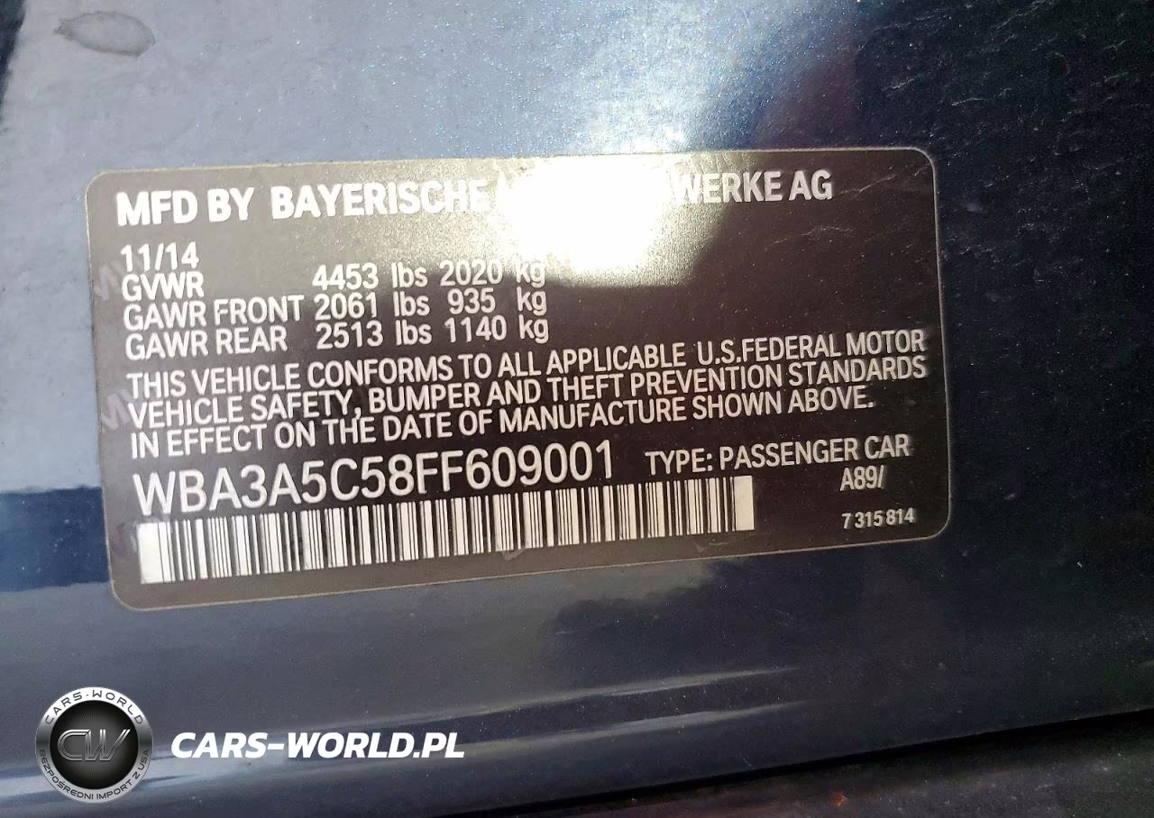 2015 BMW 328 I VIN:WBA3A5C58FF609001 - 12