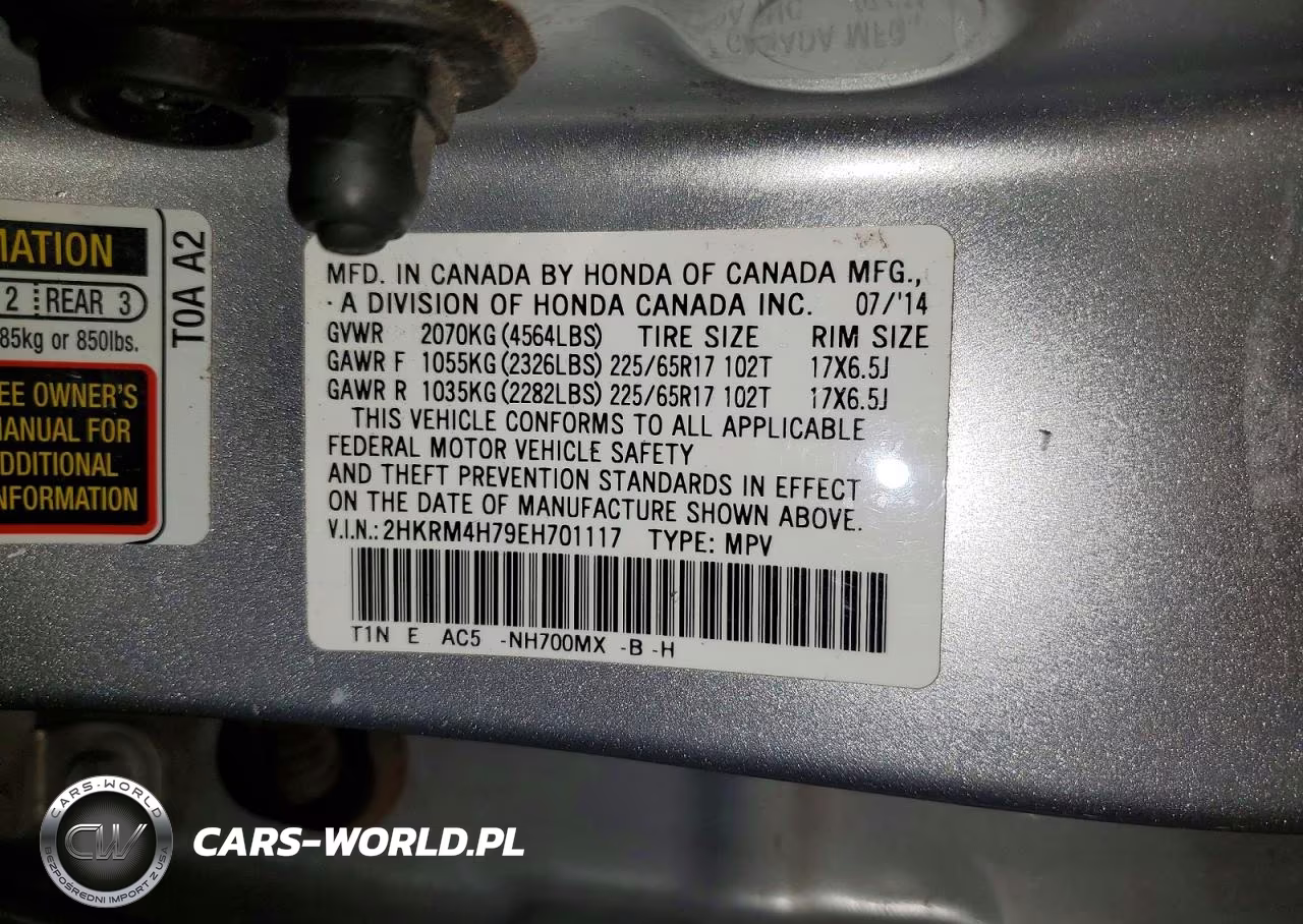 2014 Honda Cr-V Exl VIN:2HKRM4H79EH701117 - 14