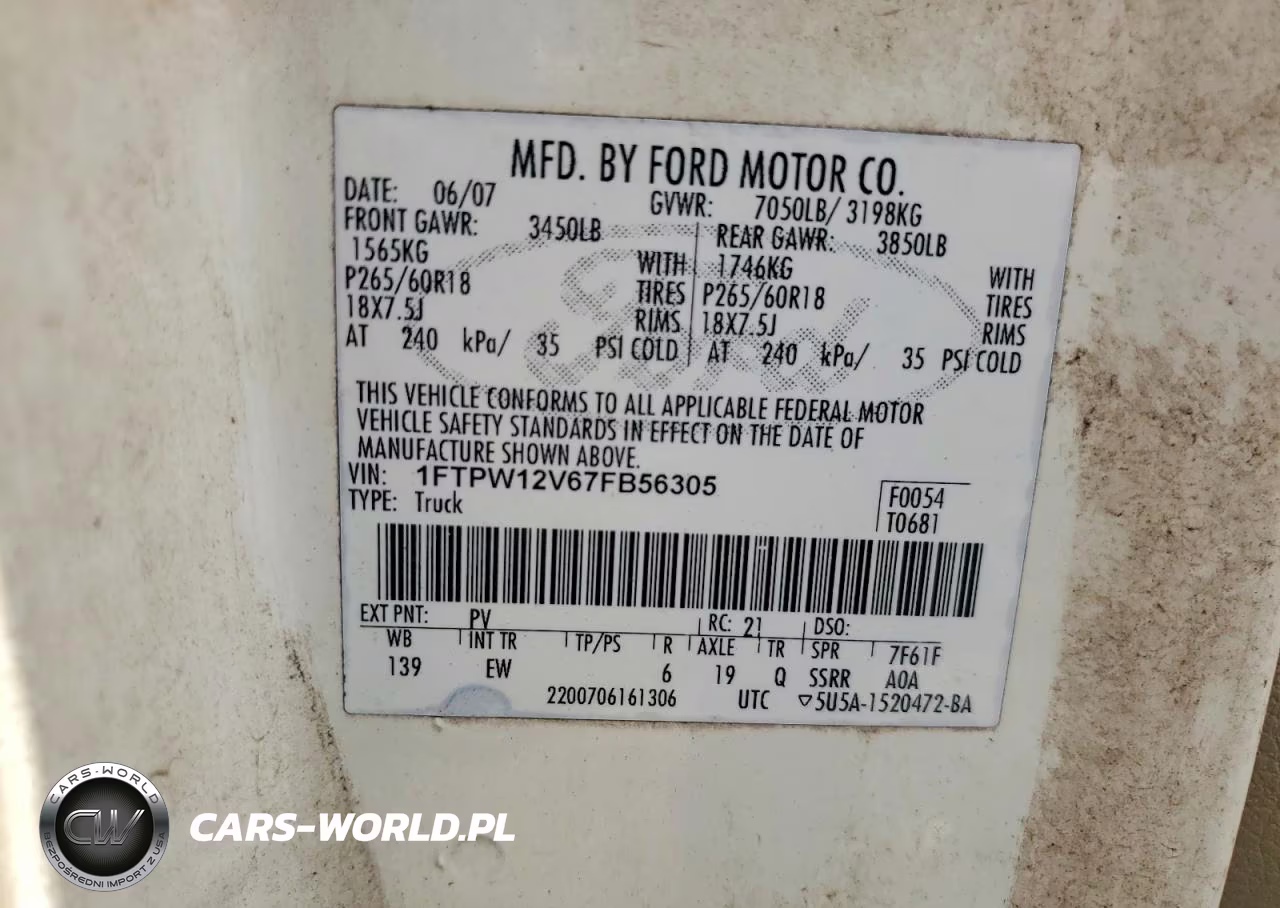 2007 Ford F150 Supercrew VIN:1FTPW12V67FB56305 - 12