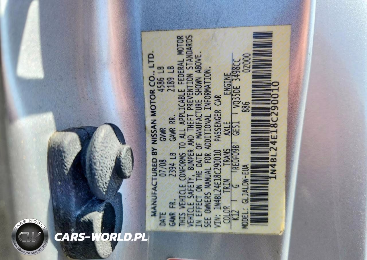2008 Nissan Altima 3.5 Se VIN:1N4BL24E18C290010 - 12