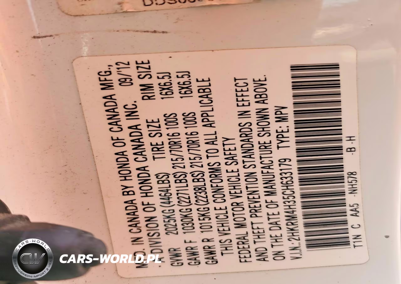 2012 Honda Cr-V Lx VIN:2HKRM4H35CH633179 - 13